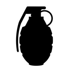 Black silhouette of a hand grenade on a white background
