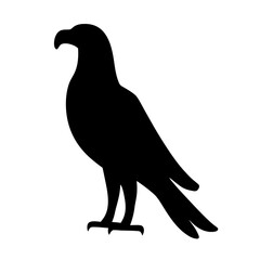 Black Silhouette of a Majestic Eagle Standing Proudly on a White Background