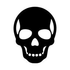 Simplified Black Skull Illustration on White Background for Halloween or Anatomy