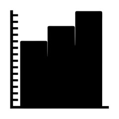 Black and white bar graph showing increasing values with vertical measurement scale