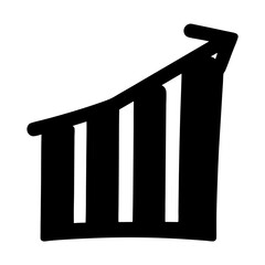 Stylized graph trending upwards with bars reaching towards progress and success