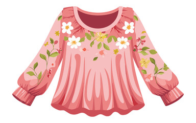 Obraz premium Soft Pink Tunic with Floral Detail - Vector Illustration