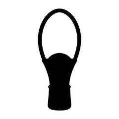 Black silhouette of a traditional african basket with handle on white