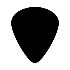 A simple black guitar pick silhouette against a plain white background