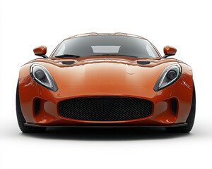 Orange Sports Car Showcase on White Background Front View
