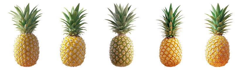 Fresh and Vibrant Pineapples Isolated on White Background, Isolated on Transparent, white background