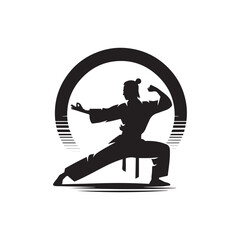 kungfu silhouette, editable vector image