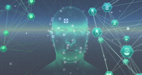 Image of network of connections over human head model