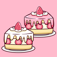 Cute Strawberry Cream Cake Slice