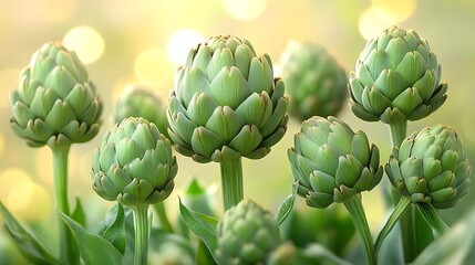 Fototapeta premium Closeup fresh artichokes organic nutritious vegetable collection high resolution picture