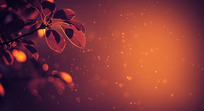 Autumnal Leaves Illuminated by Warm Sunset Light creates a serene nature scene perfect for background designs and fall themed projects.
