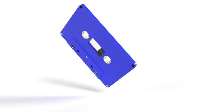 Audio cassette tape change color on white bg able to loop endless 4k