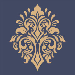 Vector damask stencil element. Floral baroque ornament pattern design. Vintage victorian arabesque motif.