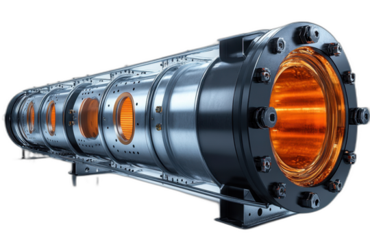 Close up view of a powerful LED light bulb emitting a bright white light, showcasing sleek design and energy efficiency, isolated on transparent background.