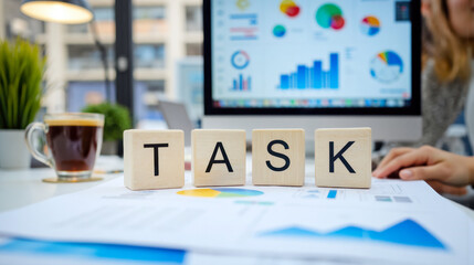 Task management represents productivity, planning and workflow control, Ideal for project management, business efficiency, and time organization with copy space