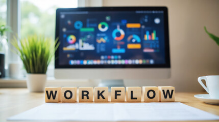 Workflow task teamwork represents collaboration, task coordination and efficient project flow, Ideal for team management, productivity and business operations with copy space.