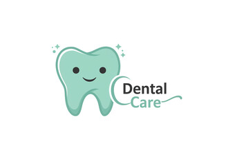 Fototapeta premium Tooth Care Logo Design Modern Dental Clinic Family Dentistry Pediatric Services Happy Healthy Smiles