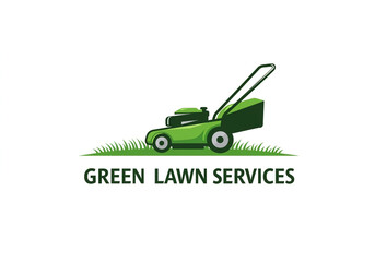 Fototapeta premium Professional Lawn Care Services Logo Mowing Gardening Lawn Mowing Landscape Design Turf Management