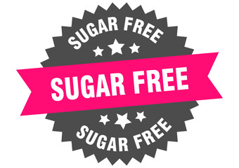 sugar free. sugar free round pink label isolated on transparent background