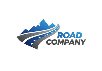 Road Construction Company logo design engineering firm logo highway project mountain path route
