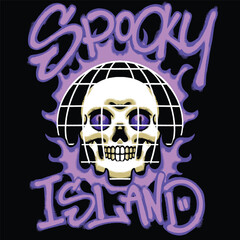 Retro Spooky Skull Urban Streetwear Art