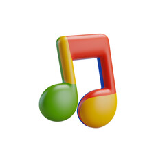 Colorful 3D Musical Note on Transparent Background