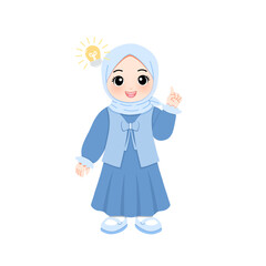 Cute hijab girl thinking idea with lightsbulb, 
