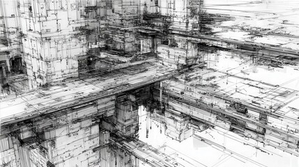 Abstract architectural design of a futuristic city.