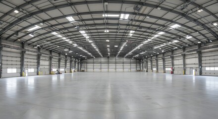 Empty Warehouse Interior with Metal Frame