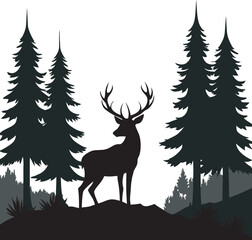 Majestic Deer Forest Silhouette Nature Tranquility