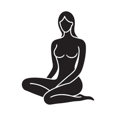 Minimalist Nude Woman Silhouette Sitting Contemplative