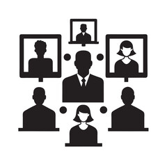 Remote Team Virtual Meeting Silhouette Digital Connection