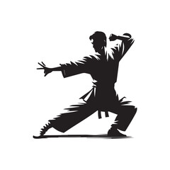 Fototapeta premium kungfu silhouette, editable vector image