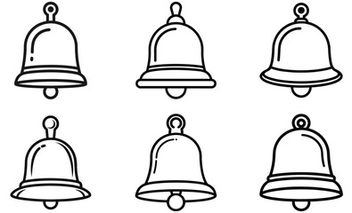 Handbell Icon Set, Line Art, Outline Bell Symbols, Musical Bell Graphics