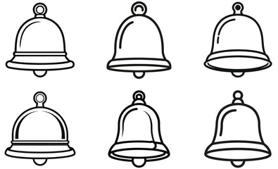 Handbell Icon Set, Line Art, Outline Bell Symbols, Musical Bell Graphics