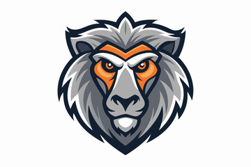baboon head logo vector on white background