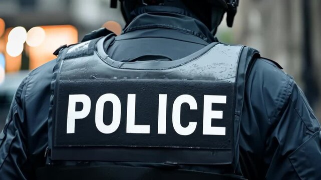 Police officer in tactical gear on duty