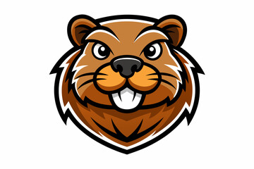 beaver head logo vector on white background © Brojendra