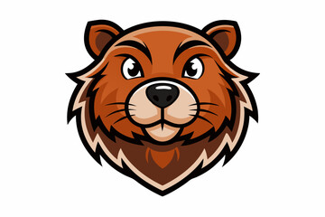 beaver head logo vector on white background