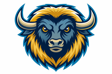 bison head logo vector on white background