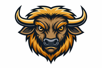 bison head logo vector on white background