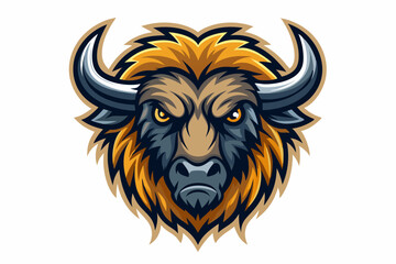 bison head logo vector on white background