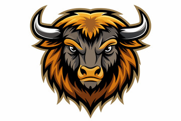 bison head logo vector on white background