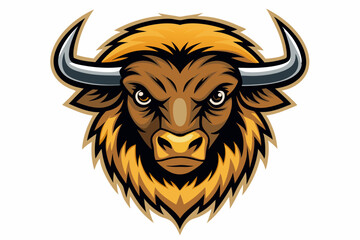 bison head logo vector on white background