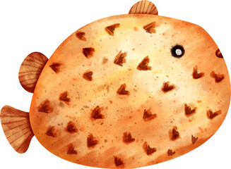 watercolor pufferfish