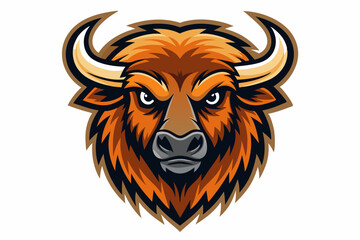 Fototapeta premium bison head logo vector on white background