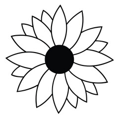 Blooming Sunflower with Circular Center line art vector