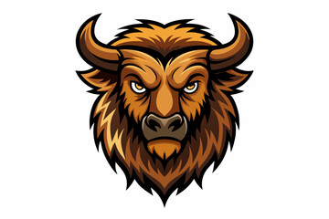 bison head logo vector on white background