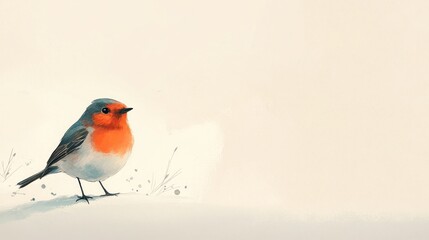 Winter robin in gentle snow