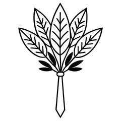 Boho Bouquet with Feathers and Leaves line art vector